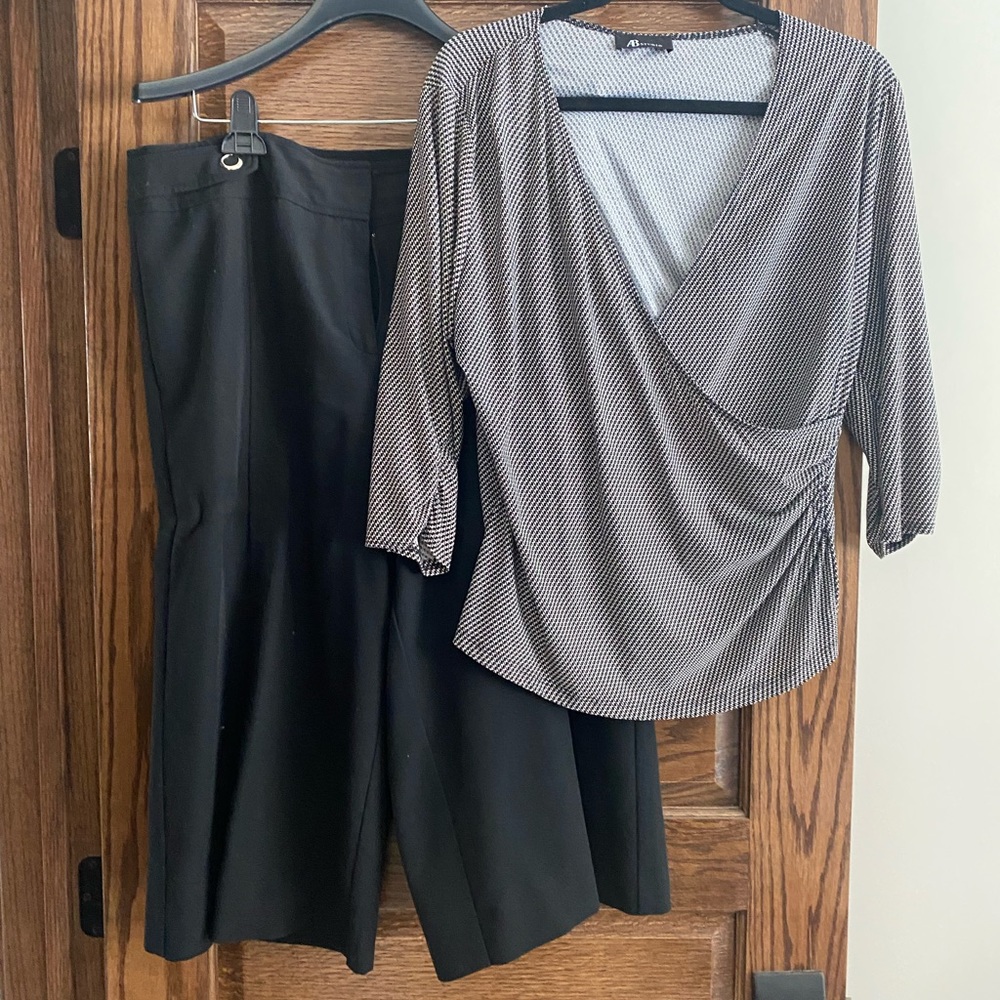 Wide leg capri pants and shirt